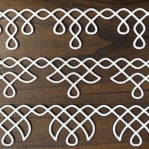 Kolam Bordürenaufkleber | Bordüre Kolam Ausschnitt Aufkleber | Bordüre Muggusticker | Weiß / Gold Sticker, Kolam Border, Mandir, Navratri, Diwali