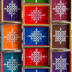 Kolam trays / Rangoli trays / Muggu Trays / Navratri Gifts / Festival Gifts / Indian Traditional Gifts / Return Gifts / Indian Return Gifts image 11