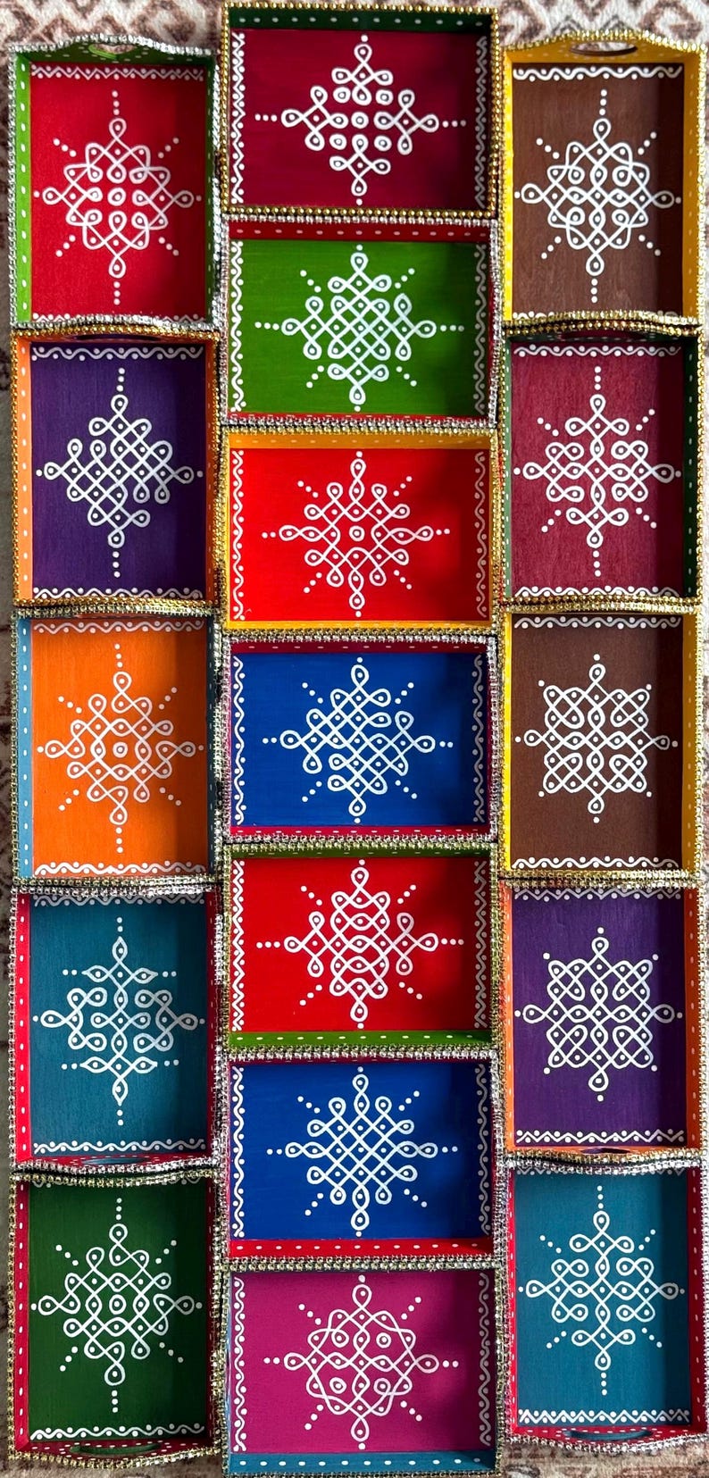 Kolam trays / Rangoli trays / Muggu Trays / Navratri Gifts / Festival Gifts / Indian Traditional Gifts / Return Gifts / Indian Return Gifts image 11