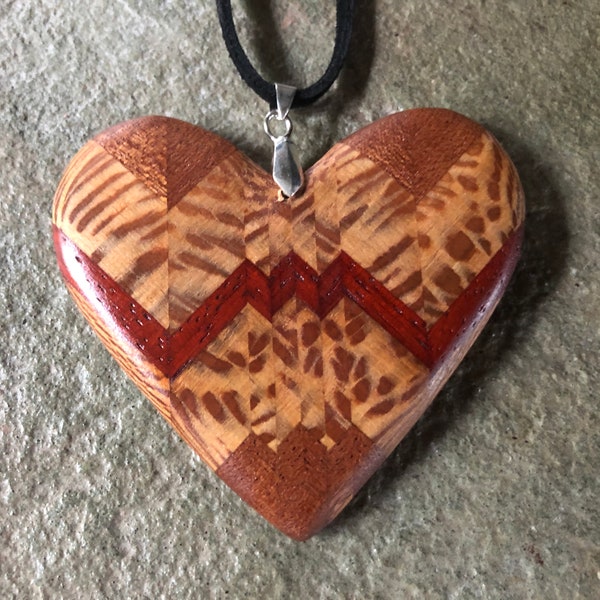 Wood Heart Pendant Etsy