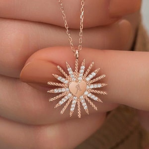 Personalized Name Initial North Star Hearth Rose Gold Plated Sterling Silver Necklace | Custom Name North Star Silver Necklace, Gift for Her