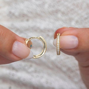 Zircon Stone Hoop Earrings Gold Plated 925 Sterling Silver Earrings | Minimalist Hoop Earrings | Dainty Earrings | Elegant Earrings