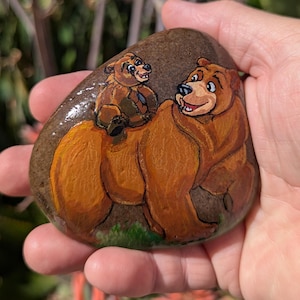 Brother Bear painted river rock