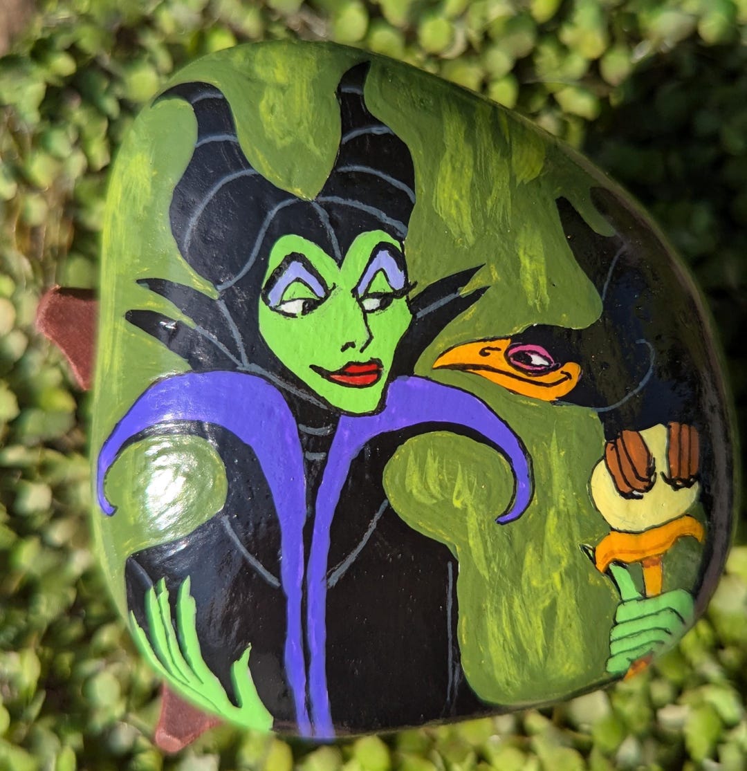 Maleficent and Diablo Painted River Rock - Etsy