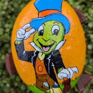 Jiminy Cricket painted river rock