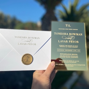 Gold Mirrored Wedding Invitation: Luxury Design with White Envelope