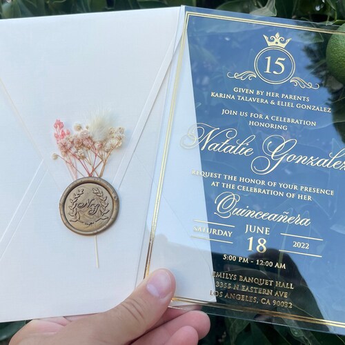 Quinceañera Invitation Acrylic Birthday Invitation Acrylic Etsy