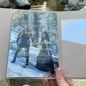 Acryl Hochzeitseinladung, Foto Hochzeitseinladung, Fotodruck Acryleinladung, Acryleinladung, Blush Umschlag mit Tasche