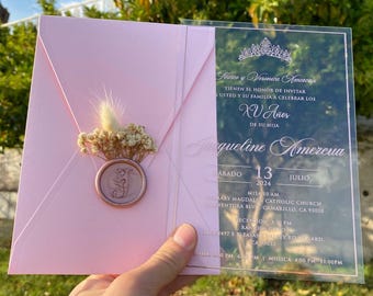 XV Anos invitation, Quince invitation, Princess invitation, Sweet Sixteen, Quinceañera invitation, Birthday invitation, Dusty pink envelope