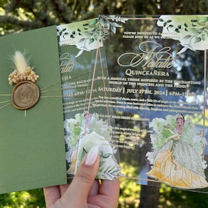 Frog and Princess, Tiana Princess And The Frog, Frog and Princess invitation, Quinceañera, Quince Años, 15 Años, Sweet 16, Quince invitation