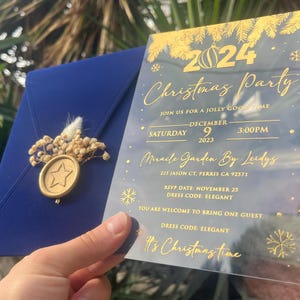 Faire-part de Noël, faire-part de Noël, faire-part en acrylique transparent, faire-part en velours bleu marine, nouvel an, carte d'invitation de mariage
