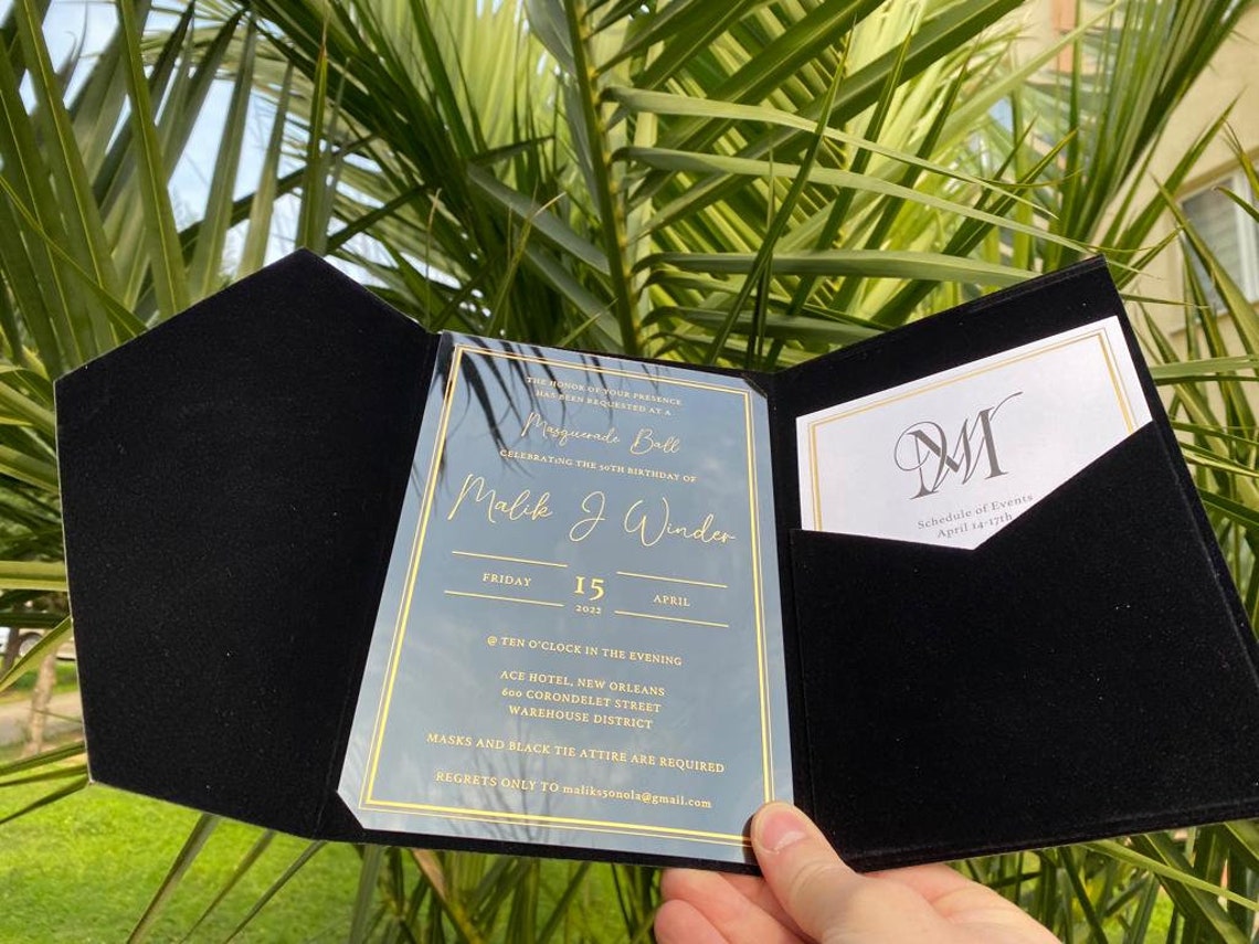 Black Velvet Pocket Envelope. Frosted or Clear Acrylic Etsy