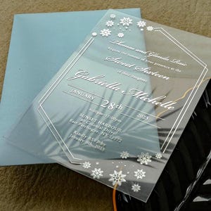 Winter wonderland, Winter themed invitation, Snow themed invitation, Sweet 16 invitation, Clear acrylic invitation, Wedding invitation