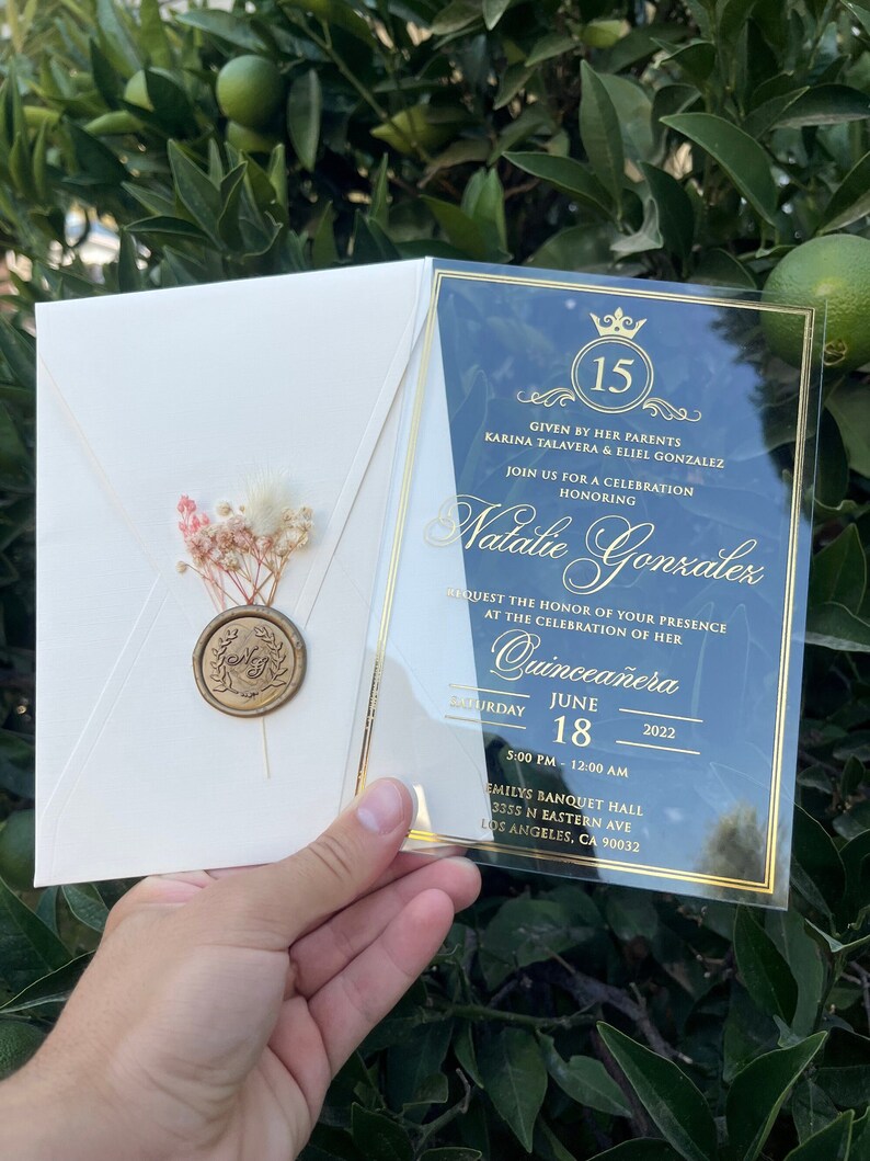 Quinceañera Invitation Acrylic Birthday Invitation Acrylic Etsy