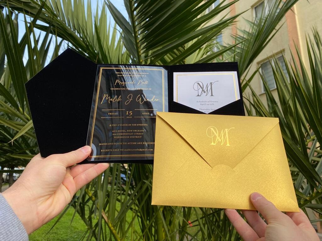 Black Velvet Pocket Envelope. Frosted or Clear Acrylic Etsy