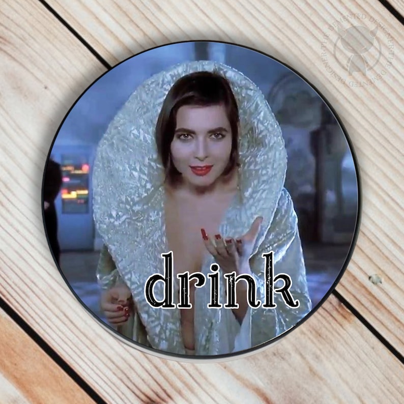 Death Becomes Her Lisle Von Rhuman encouraging you to drink Ceramic Coaster Isabella Rossellini at her best image 2