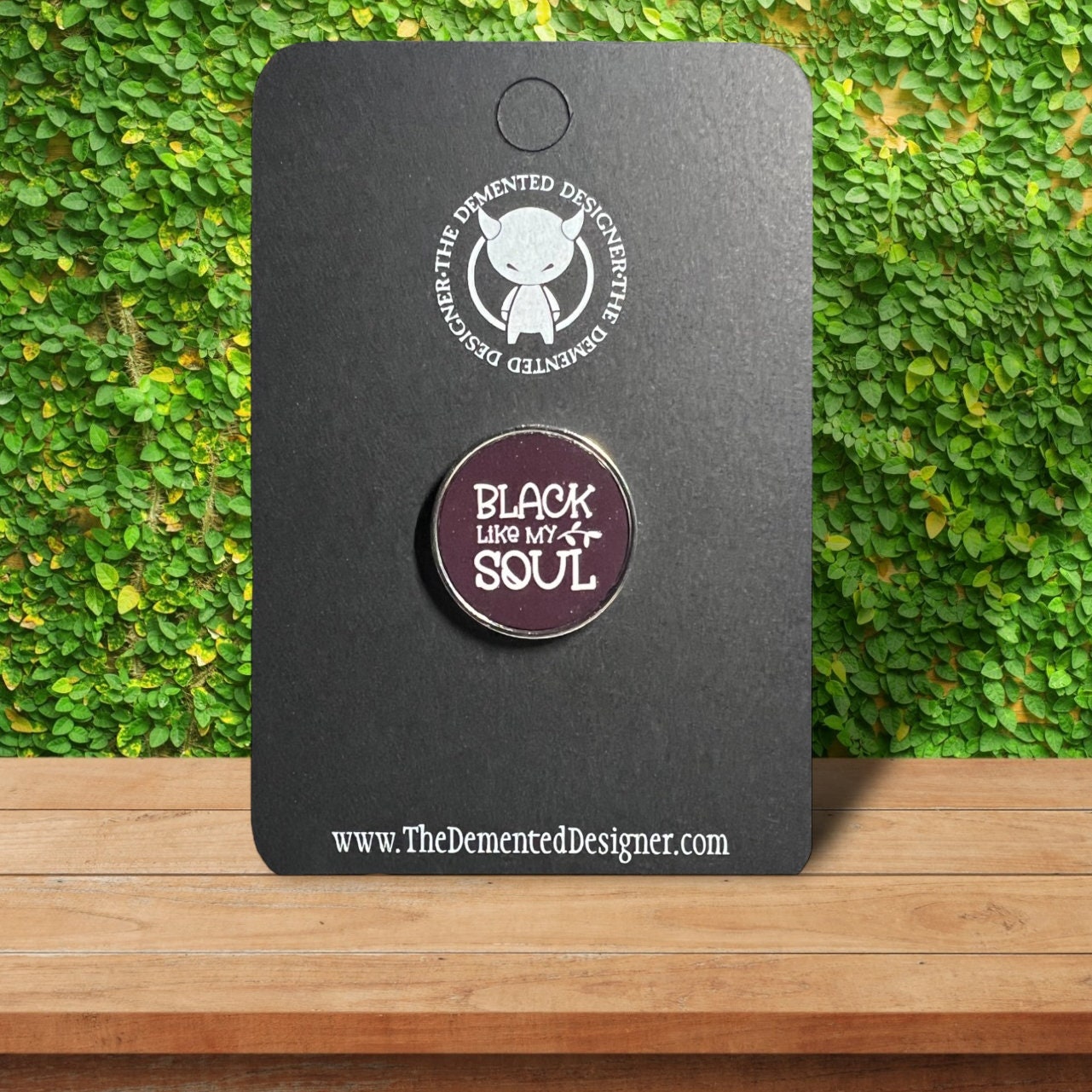 Black Like My Soul Pin - Emo Goth Enamel Pin (1" Wide) - Thumbnail 2