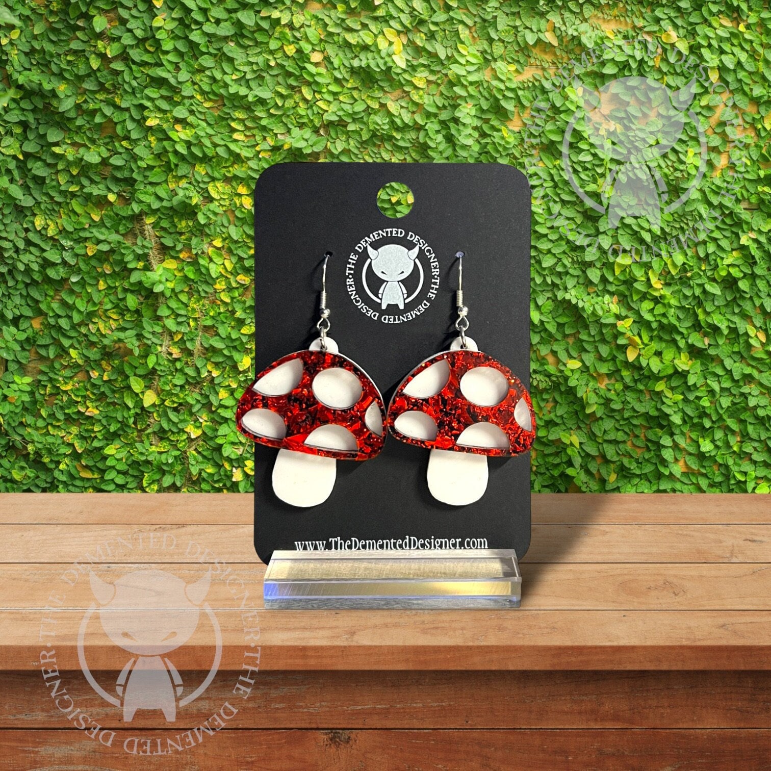 Handmade Acrylic Mushroom Dangle Earrings: Colorful Fungi Jewelry