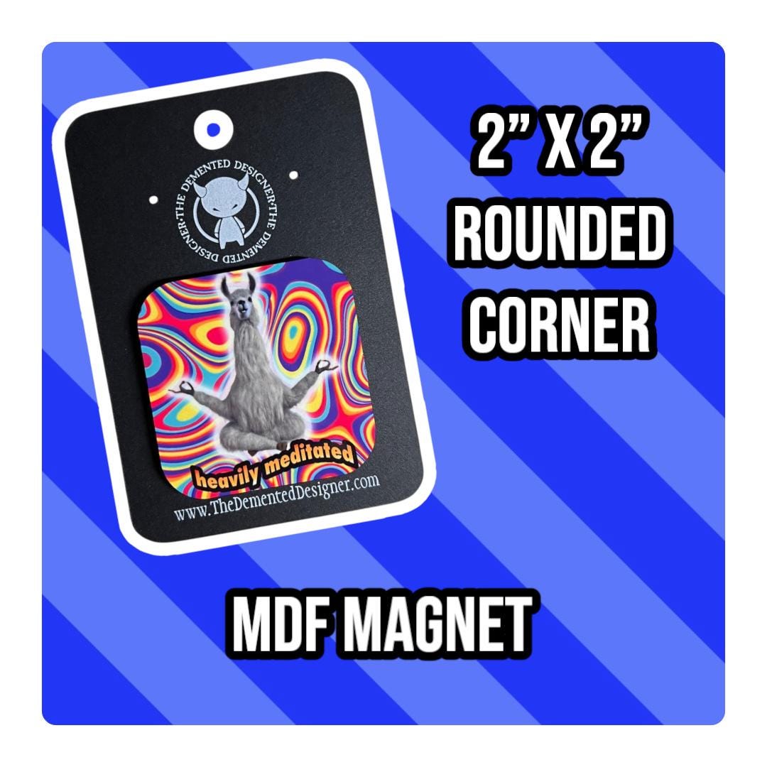 Meditating Llama Magnet: Psychedelic Yoga Zen Decor - Thumbnail 2