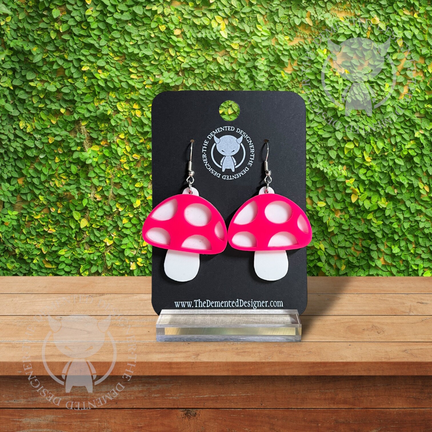 Handmade Acrylic Mushroom Dangle Earrings: Colorful Fungi Jewelry - Thumbnail 7