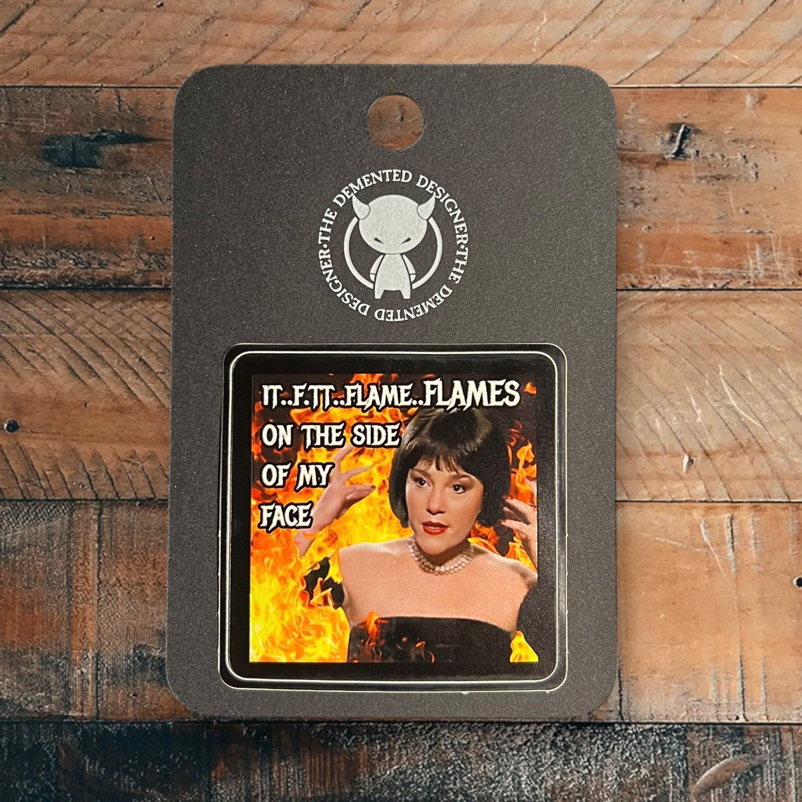 Flames on the side of my face! - rounded square sticker. Madeline Kahn in iconic role as Mrs. White in Clue.  - Thumbnail 4