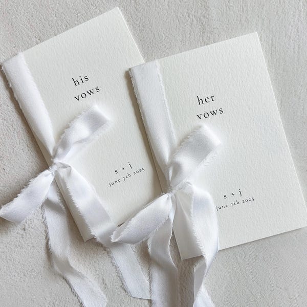 Personalized Wedding Vow Books His and Her Paper Vow Books Customized Wedding Vow Book with Silk Like Ribbon gift for Bride and Groom