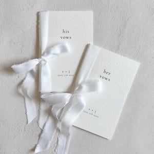 Personalized Wedding Vow Books His and Her Paper Vow Books Customized Wedding Vow Book with Silk Ribbon gift for Bride and Groom image 7