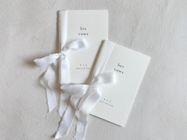 Personalized Wedding Vow Books His and Her Paper Vow Books Customized Wedding Vow Book with Silk Ribbon gift for Bride and Groom image 7
