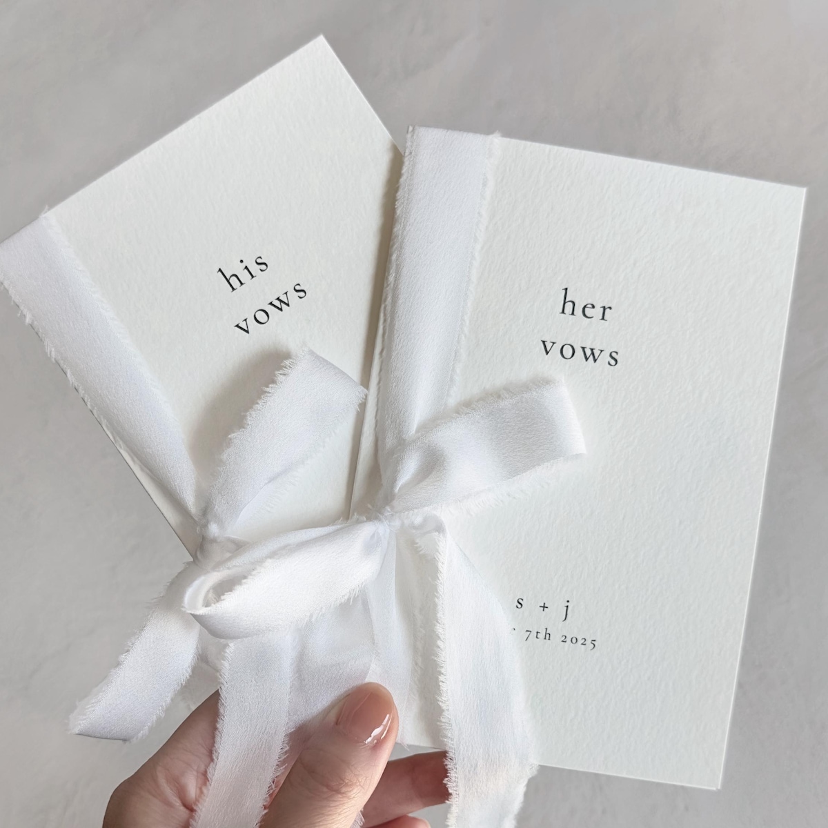 Set of 2 Personalized Wedding Vow Books His and Her Paper Vow Books Customized Wedding Vow Book with Silk Ribbon gift for Bride and Groom