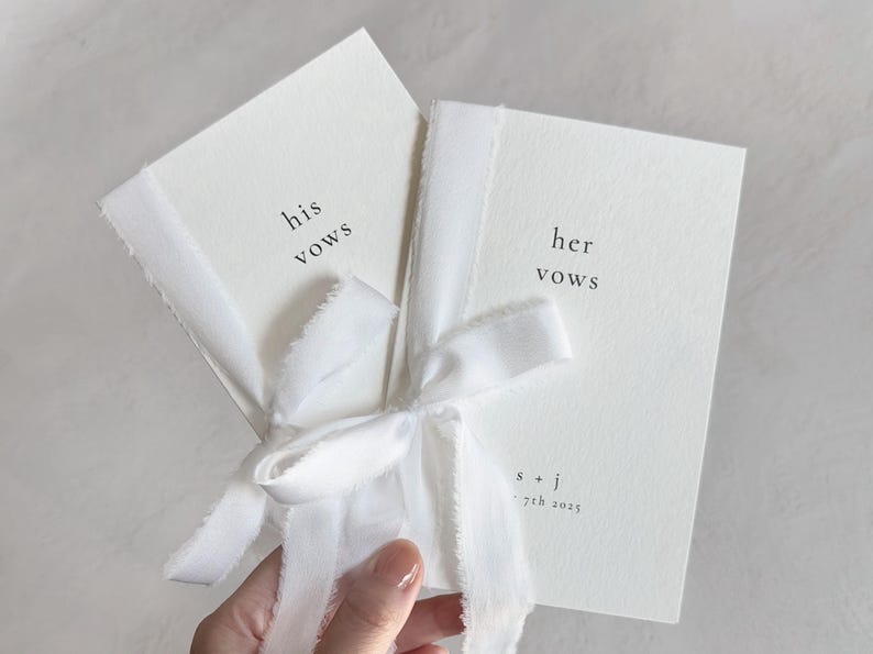 Personalized Wedding Vow Books His and Her Paper Vow Books Customized Wedding Vow Book with Silk Ribbon gift for Bride and Groom image 4