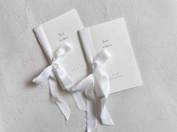 His & Hers Wedding Vow Books Set With Ribbon & Pen — Keepsake Journals For Your Special Day