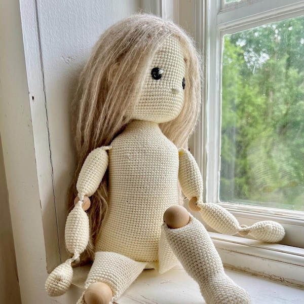 Corps de poupée à rotule : Patron au crochet. Poupée amigurumi style Waldorf Gloria Español/English/Français/Svenska/Italiano Tutorial PDF
