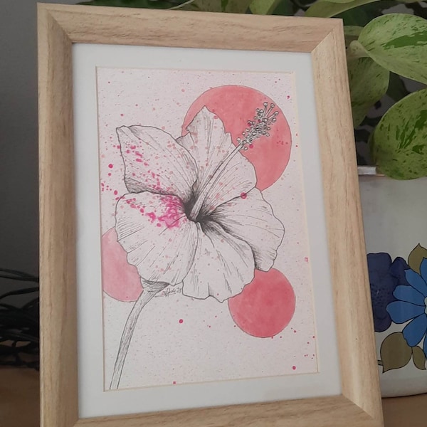 Dessin décoratif de fleur d'hibiscus au feutre