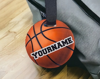 Basketball bag tag, personalized bag tag with players name, custom sports bag tag, luggage tag, gear tag