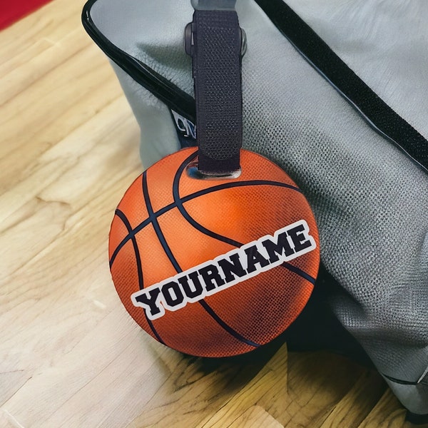 Basketball bag tag, personalized bag tag with players name, custom sports bag tag, luggage tag, gear tag