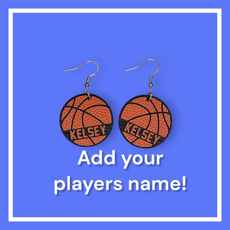 Personalized basketball sport earrings, show support for your favorite player