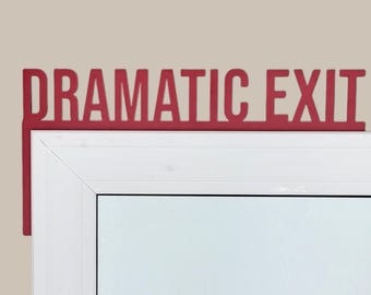 Red Dramatic Exit Door Topper: Home Decor Wood Wall Art