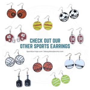 Basketball earrings, personalized with players name, includes FREE SHIPPING! Personalized basketball earrings for women and girls.