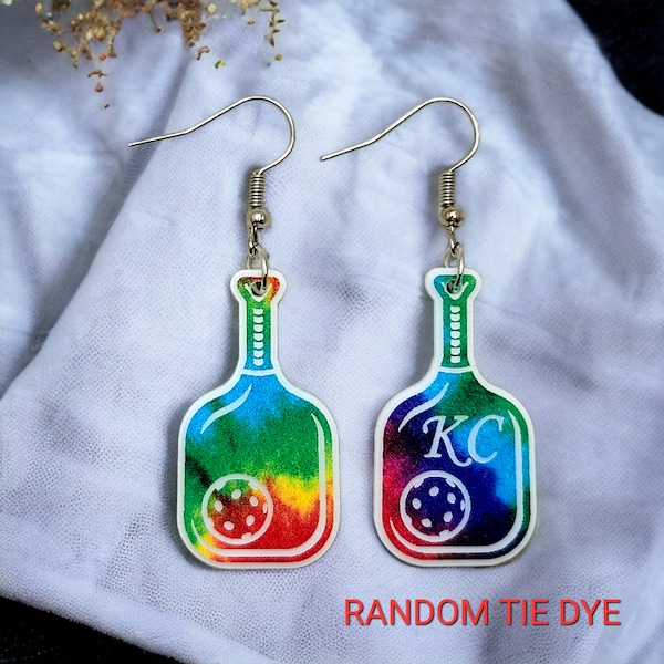 Pickleball Earrings, personalized pickleball paddle and ball dangle earrings, pickleball gifts, pickleball accessories, pickle ball apparel