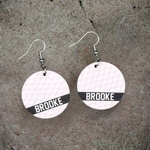 Golf Earrings, Personalized golf jewelry with players name, golf ball earrings, golf apparel, golf gifts for women, sports earrings