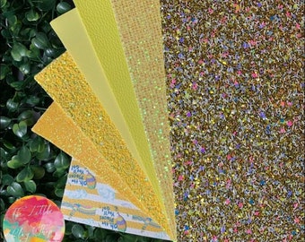 Glitter Canvas and Faux Leather Sheets, Hair Bows Fabric, Choose Colors