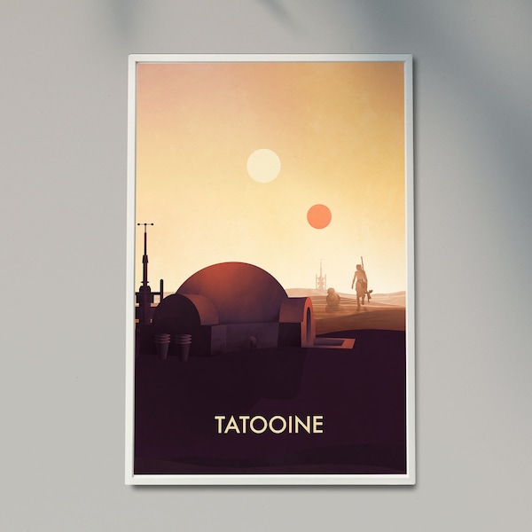 Rey and BB8 Tatooine Poster, Rise of Skywalker, Binary Sunset Digital Print