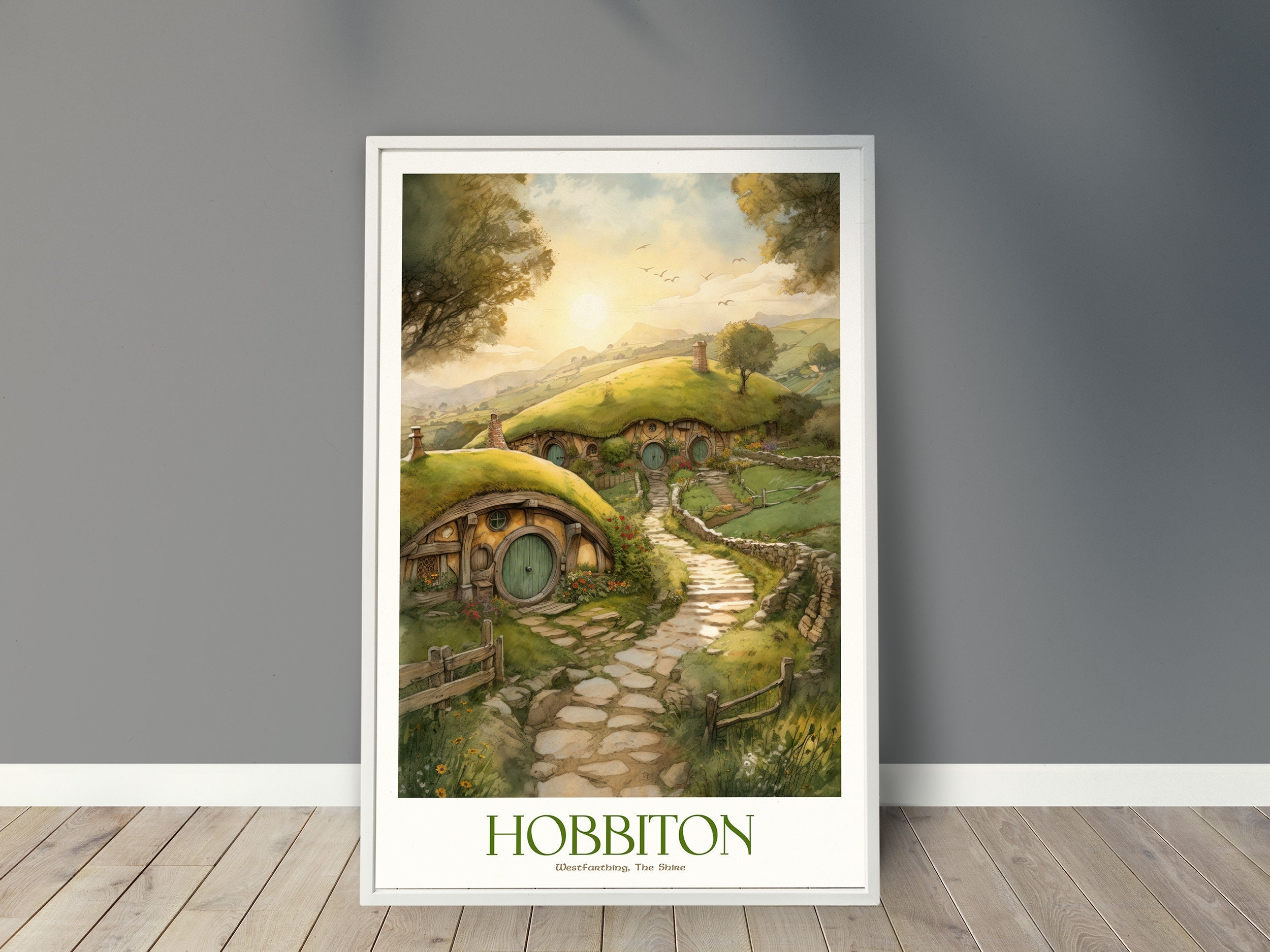 Rustic Hobbit Hole of the Shire Map Hobbiton Art Decor, Lord of