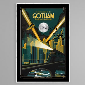 Gotham City Travel Poster, Art Deco Style Digital Print