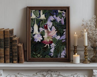 Stampa artistica ad acquerello di una fata, "Foresta incantata", dipinto giclée di qualità museale.