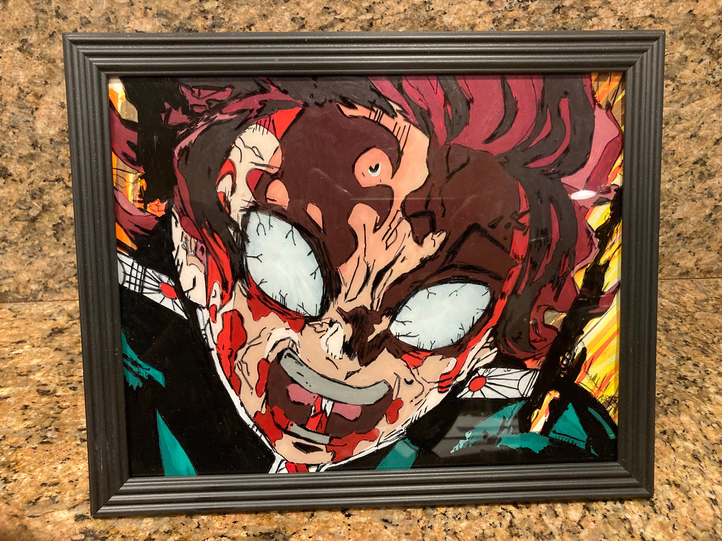 Tanjiro Demon Slayer Glass Painting Etsy