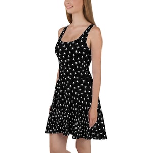 Spider Print Halloween Black Skater Dress