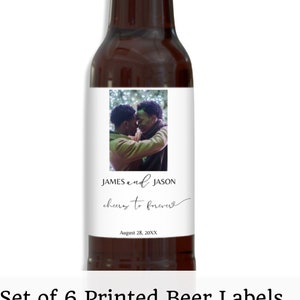 Set of 6 PRINTED Wedding Photo Beer Bottle Labels, Beer Labels, Custom Beer Bottle Labels, Personalized Beer Label, Waterproof Beer Labels