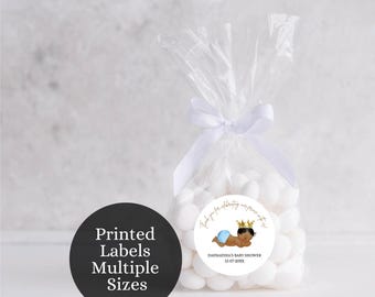 Custom Printed Baby Blue & Gold Prince Baby Shower Stickers, Prince Baby Shower Favor Tags, Prince Baby Shower Favor Labels, AB4
