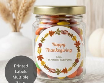 Custom Thanksgiving Round Stickers, Personalized Printed Labels
